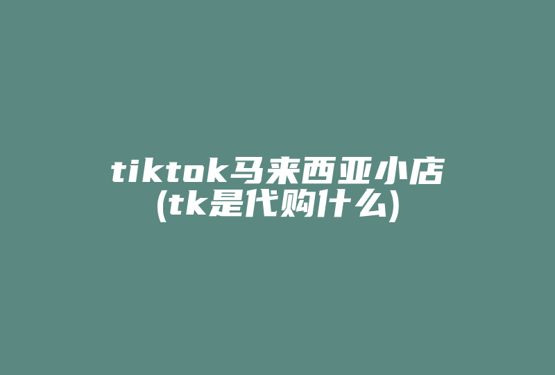 tiktok马来西亚小店(tk是代购什么)-国际网络专线