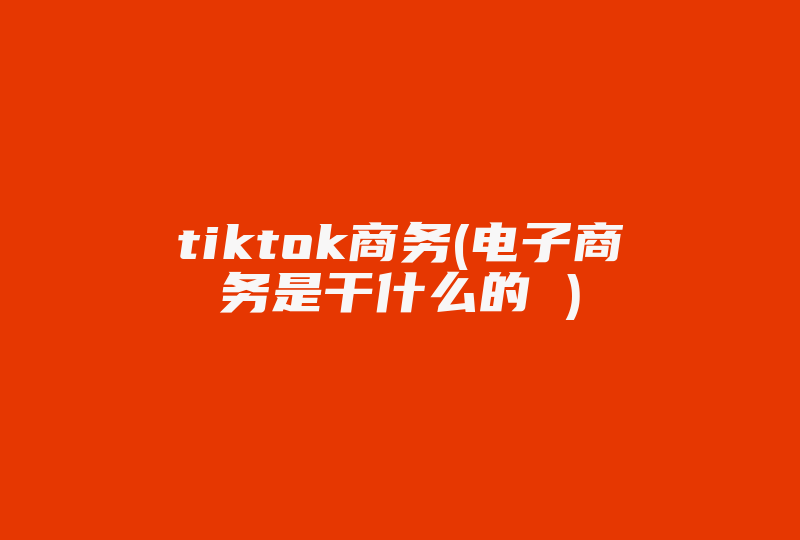 tiktok商务(电子商务是干什么的 )-国际网络专线