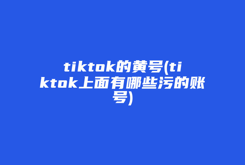 tiktok的黄号(tiktok上面有哪些污的账号)-国际网络专线