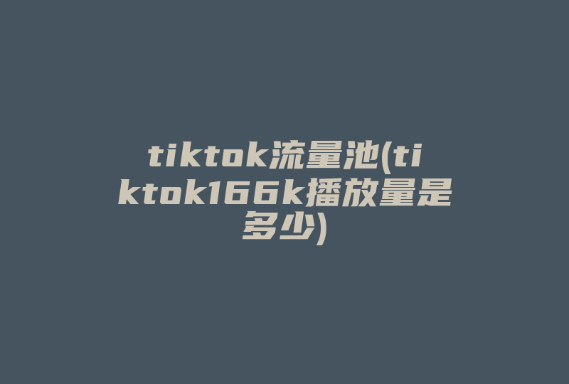 tiktok流量池(tiktok166k播放量是多少)-国际网络专线