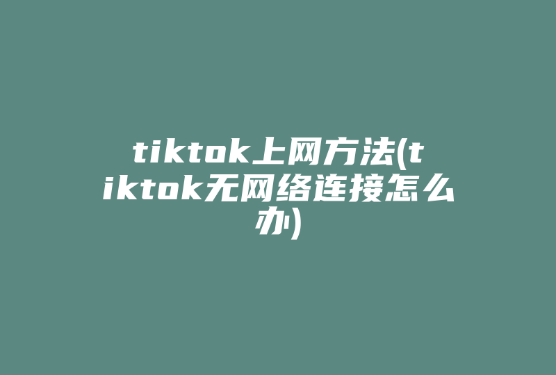 tiktok上网方法(tiktok无网络连接怎么办)-国际网络专线