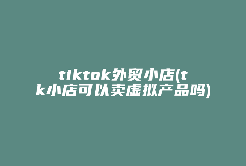 tiktok外贸小店(tk小店可以卖虚拟产品吗)-国际网络专线