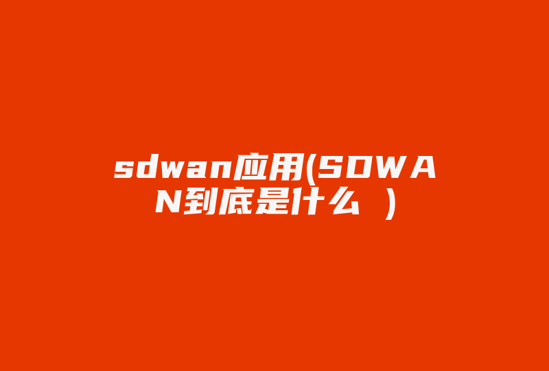 sdwan应用(SDWAN到底是什么 )-国际网络专线