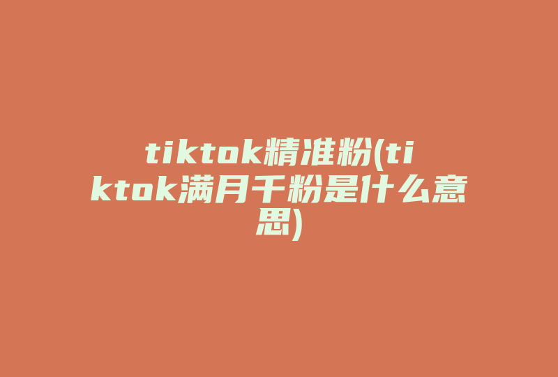 tiktok精准粉(tiktok满月千粉是什么意思)-国际网络专线