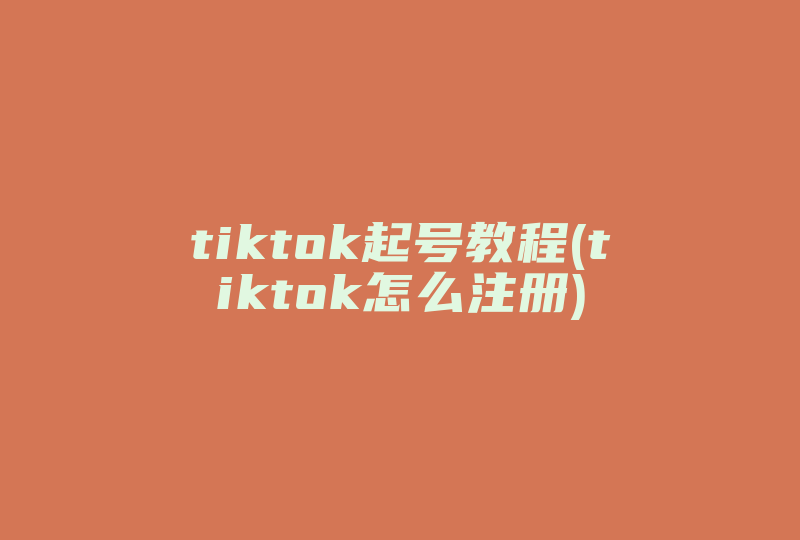 tiktok起号教程(tiktok怎么注册)-国际网络专线
