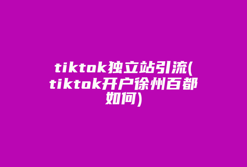 tiktok独立站引流(tiktok开户徐州百都如何)-国际网络专线