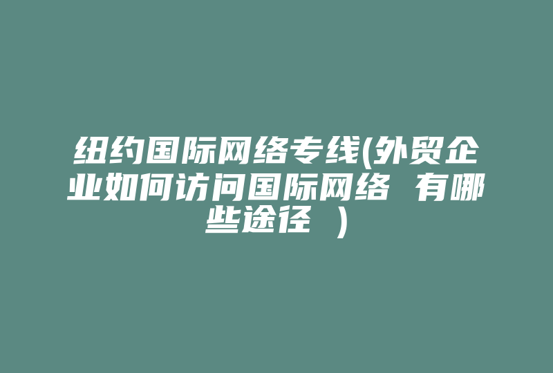 纽约国际网络专线(外贸企业如何访问国际网络 有哪些途径 )-国际网络专线