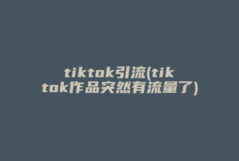 tiktok引流(tiktok作品突然有流量了)-国际网络专线