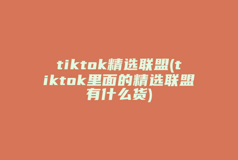 tiktok精选联盟(tiktok里面的精选联盟有什么货)-国际网络专线