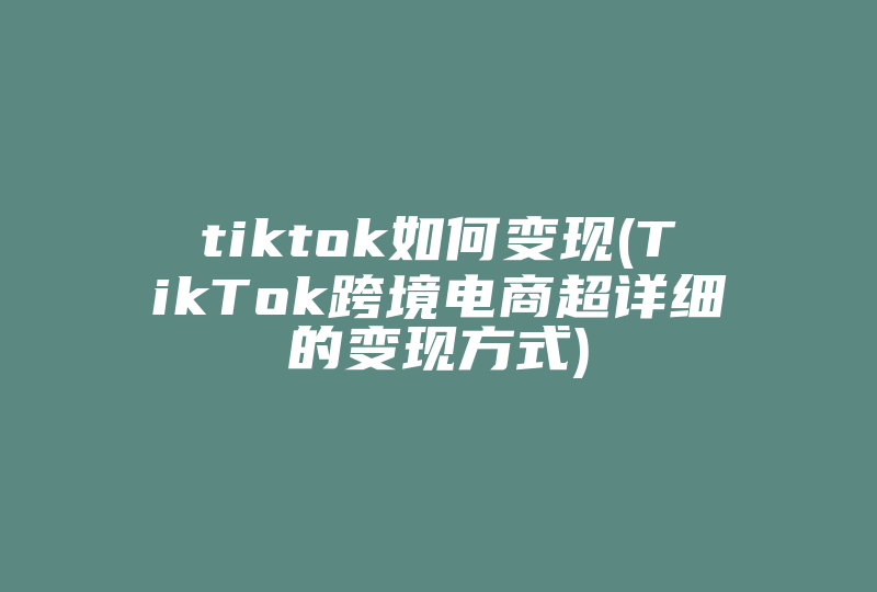 tiktok如何变现(TikTok跨境电商超详细的变现方式)-国际网络专线