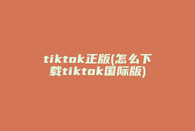 tiktok正版(怎么下载tiktok国际版)-国际网络专线