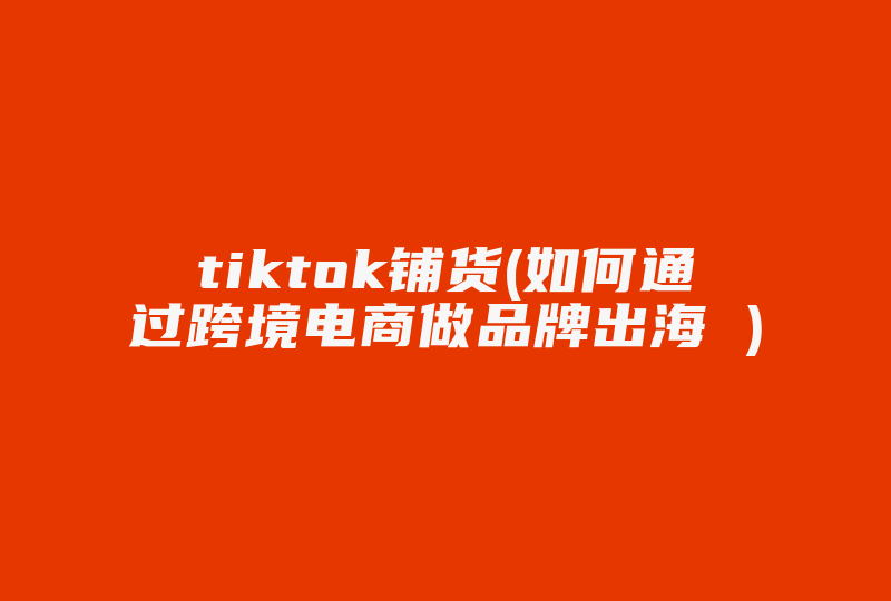 tiktok铺货(如何通过跨境电商做品牌出海 )-国际网络专线