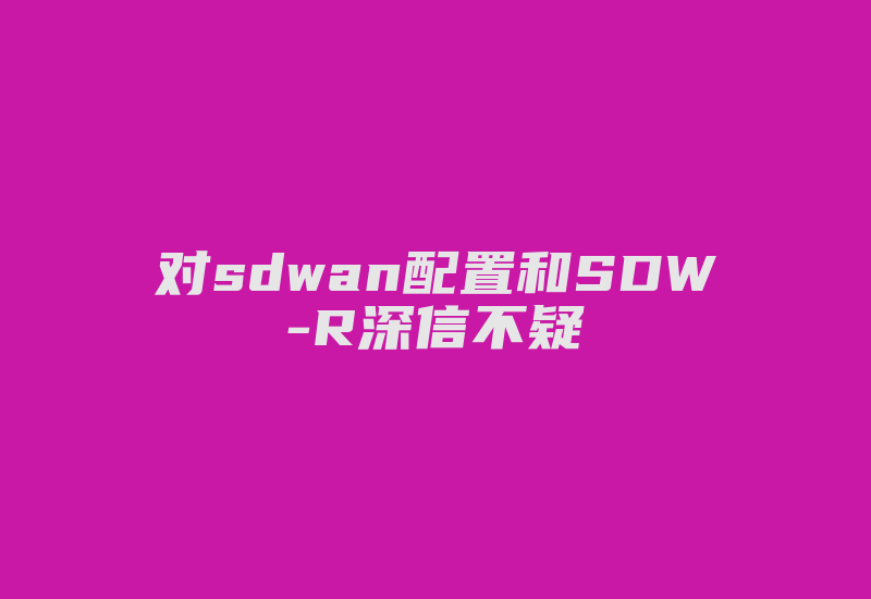 对sdwan配置和SDW-R深信不疑-国际网络专线