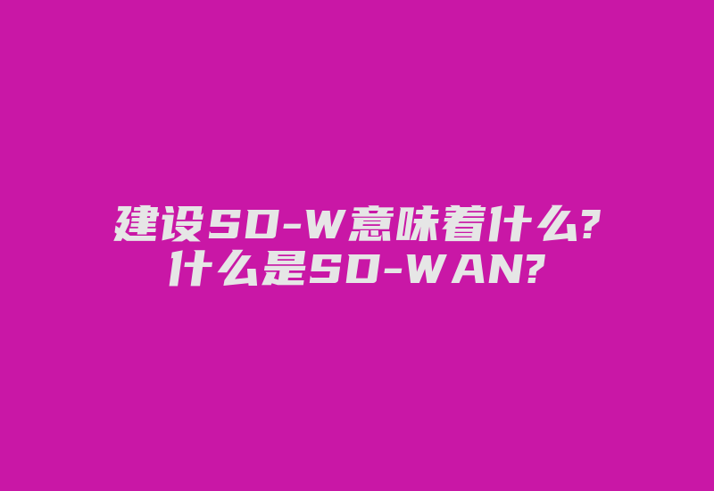 建设SD-W意味着什么?什么是SD-WAN?-国际网络专线