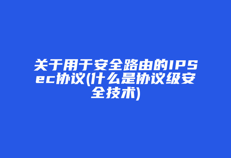 关于用于安全路由的IPSec协议(什么是协议级安全技术)-国际网络专线