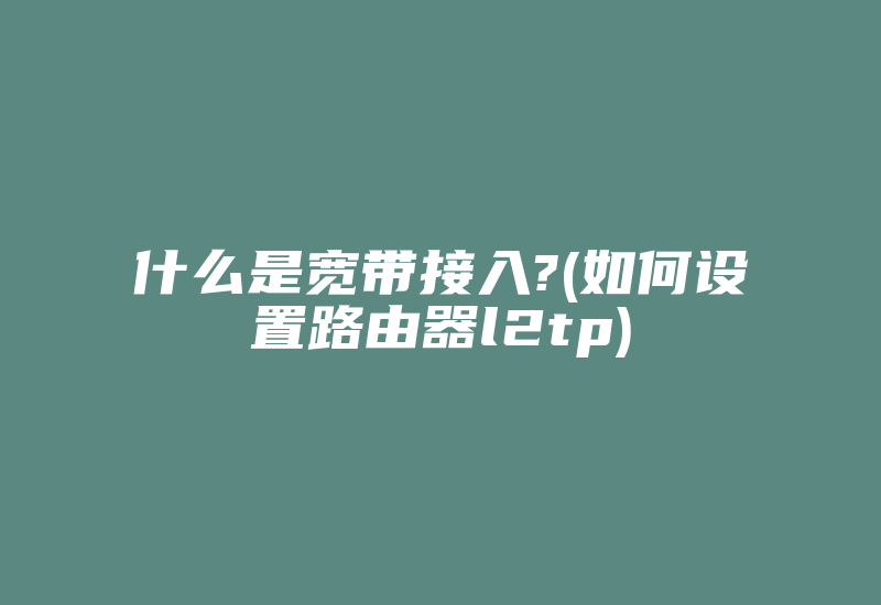 什么是宽带接入?(如何设置路由器l2tp)-国际网络专线