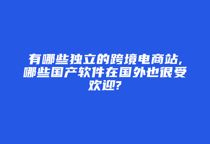 有哪些独立的跨境电商站,哪些国产软件在国外也很受欢迎?-国际网络专线