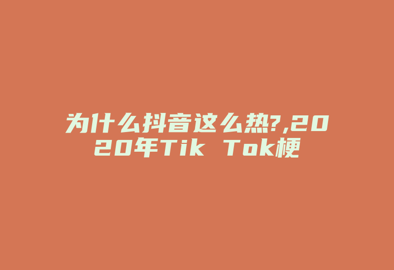 为什么抖音这么热?,2020年Tik Tok梗-国际网络专线