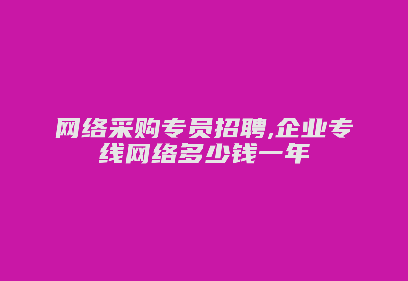 网络采购专员招聘,企业专线网络多少钱一年-国际网络专线