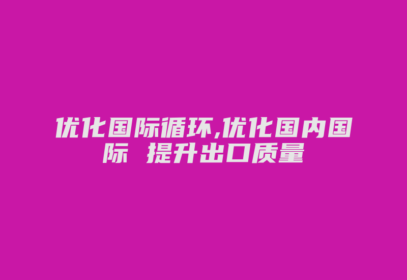 优化国际循环,优化国内国际 提升出口质量-国际网络专线